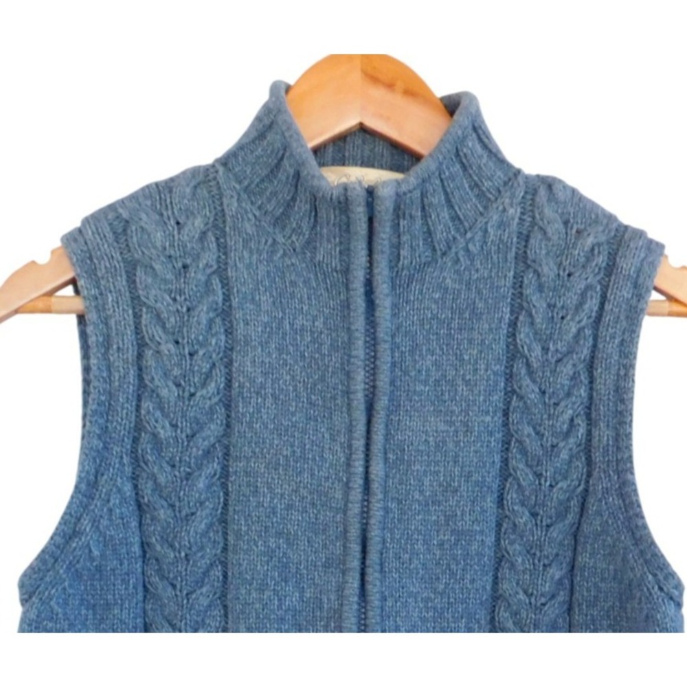 Cabelas Women's 100% Cotton Cable Knit Full Zip Sweater Vest Blue Sz‎ Large - Picture 2 of 6